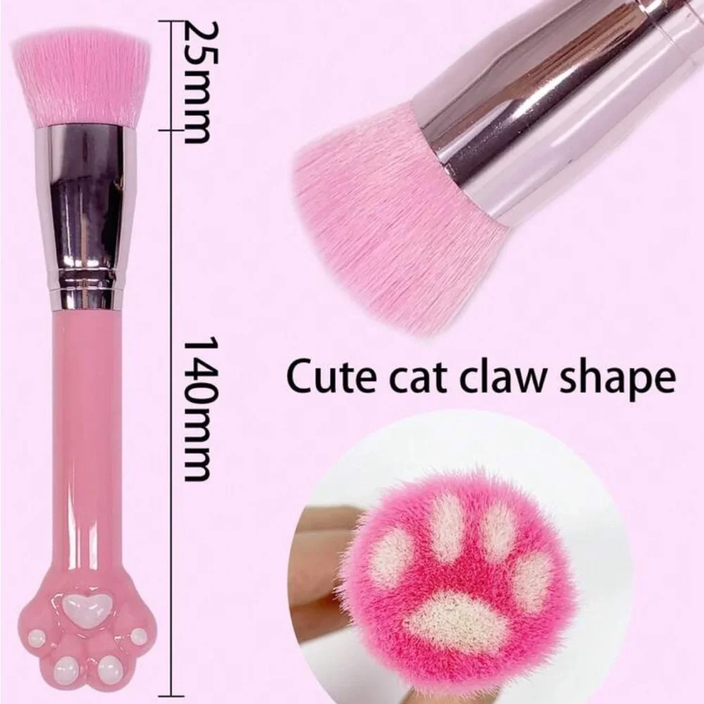 Princess Rose Pink Makeup Brush Foundation Brush Cat Paws Claw Monogram